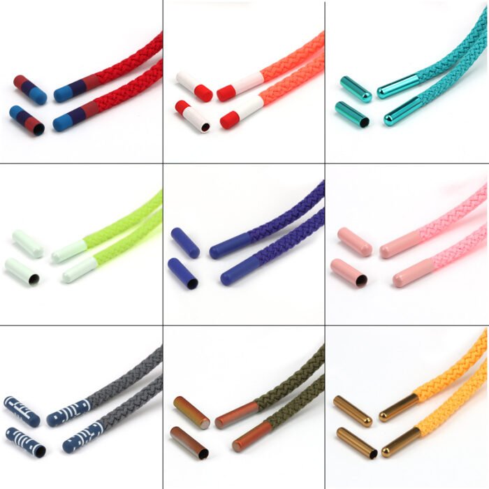 Đầu dây luồn, dây dệt, dây dù, dây giày logo thương hiệu tròn, dẹt, dẹp, xù