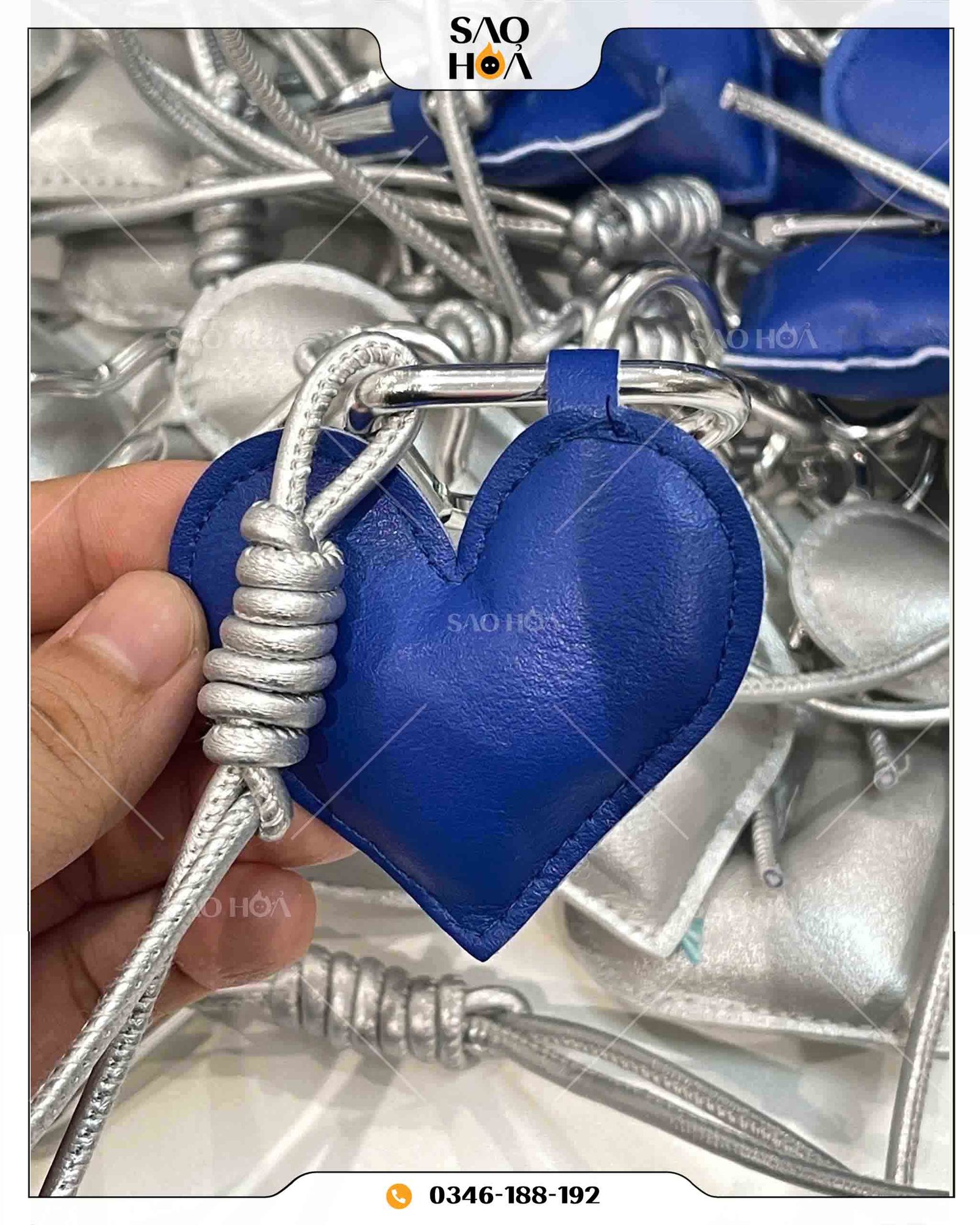 A191 Móc khóa kim loại phối tag da - Image 3